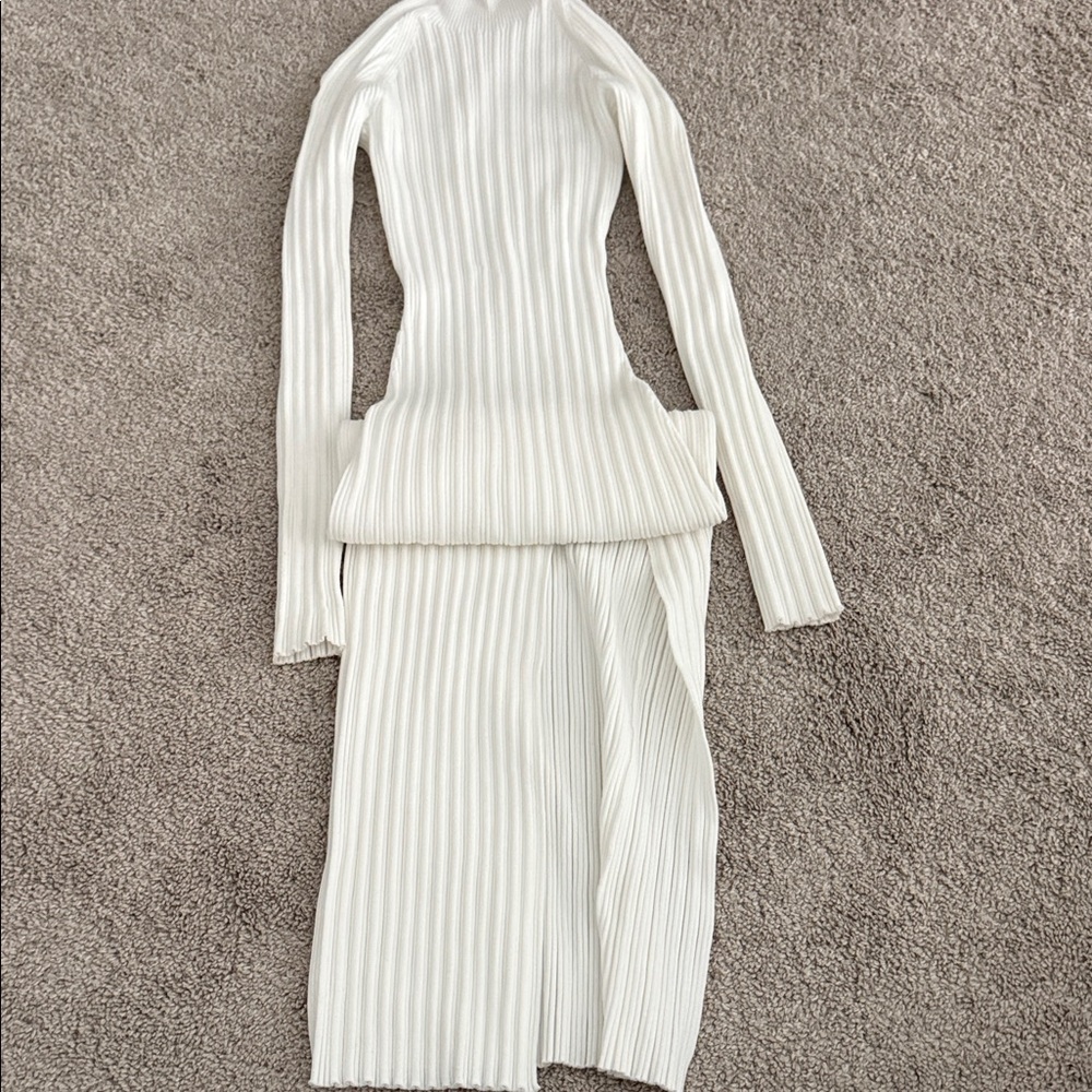 Wilfred Ivory Ribbed Knit Dress